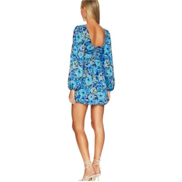 NWT For Love & Lemons x Revolve Astor Blue Floral Mini Dress Size XXS - Picture 4 of 9